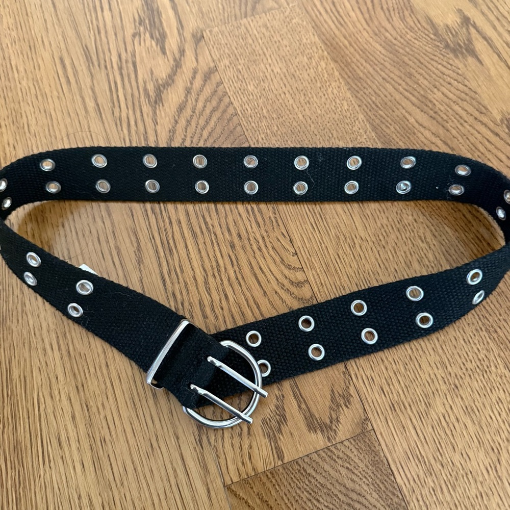 Target Girls Belt Size large Black With Silver Grommets
